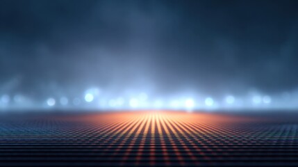 Abstract glowing backdrop with soft bokeh lights and horizontal lines creating depth in a modern digital art style suitable for various creative projects