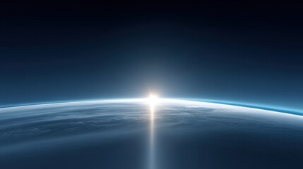 Stunning Horizon with Sunlight Breaking Over Earth Atmospheric Layers, Capturing the Essence of Space, Light, and Natural Beauty