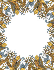 Luxury Blue and Gold Floral Ornamental Frame Background