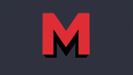 Bold red letter M with clean geometric design on a dark minimalist background.