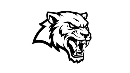 Obraz premium Powerful tiger head vector illustration of a wild animal mascot and black silhouette tattoo symbol for a nature logo