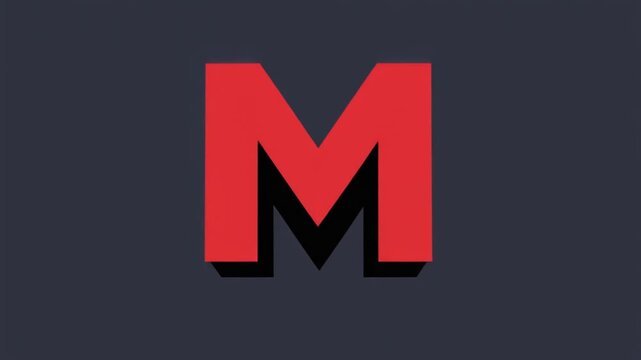 Bold red letter M with clean geometric design on a dark minimalist background.