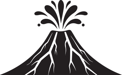 Volcano eruption icon silhouette vector black on a white background © 4k Vectors