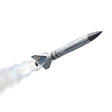 Futuristic Missile Design with Sleek Metallic Body and 3D Render Style