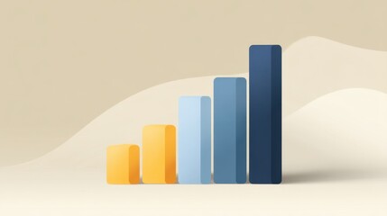 Modern Minimalist Bar Graph Displaying Data Growth and Progress in Soft Earth Tones for Business and Financial Themes