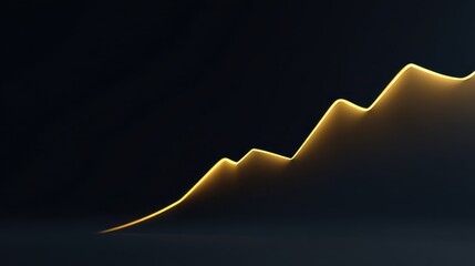 Abstract representation of financial growth with smooth curves and glowing lines on a dark background conveying success and progress in a creative way