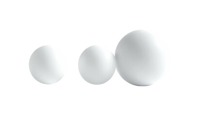 Three white spheres of varying sizes against a black backdrop