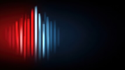 Abstract sound wave design with vibrant red and blue light streaks on a dark background representing energy and movement in digital audio visualization