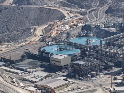Aerial view of a mineral processing plant