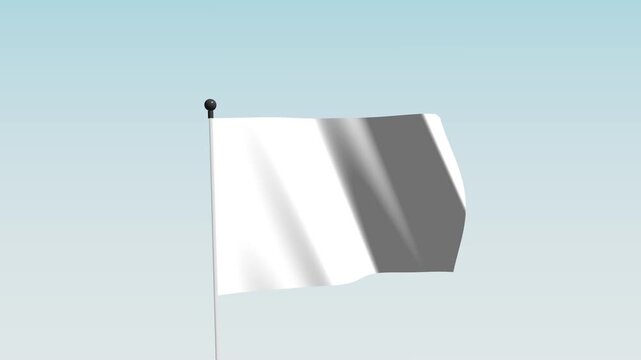 Minimalist White Flag Waving on Blue Sky Gradient Background