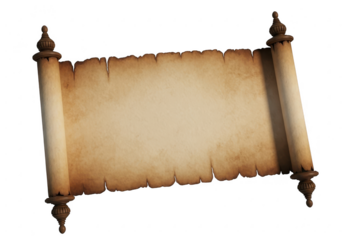 Old parchment scroll isolated on transparent background