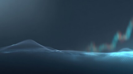 Abstract digital wave design with financial chart overlay, concept of market trends, technology, and data visualization in a modern atmosphere