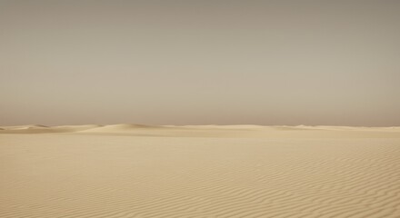 Serene Desert Landscape with Sand Dunes and Vast Sky in Warm Tones