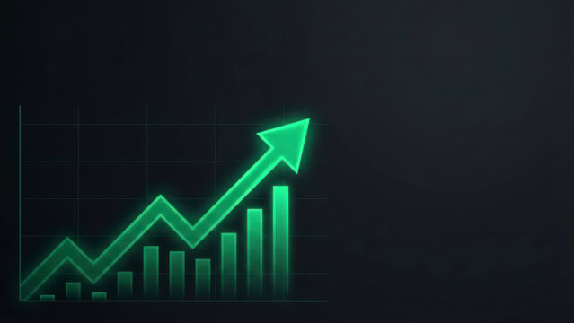 Green Digital Graph Showing Growth and Success - Powered by Adobe