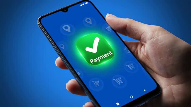 Mobile Payment Verification On Phone Screen.