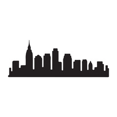 Fototapeta premium a striking black cityscape outline against a white background showcasing modern architecture as a bold silhouette