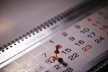 Valentines day. Calendar with circled date february 14.