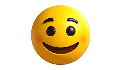 Fototapeta premium A 3D rendered yellow face with a happy expression and dark eyes