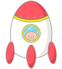 Hand drawn cute bear in the rocket © Wink2