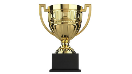 Golden trophy cup isolated PNG, award prize for winning competition or championship on transparent background