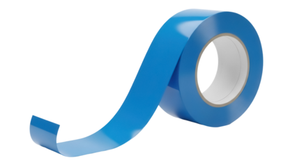 Roll of blue painter s tape isolated PNG, adhesive masking tape for home improvement and DIY projects on transparent background