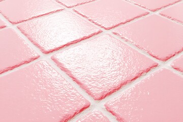 Pink Tile Texture with Closeup of Rhombus Pattern for Background, and Perspective View.