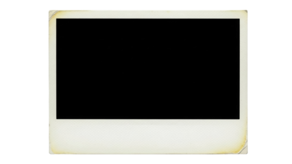 Vintage photo frame PNG isolated on transparent background, retro instant picture with aged texture for scrapbooking and design use