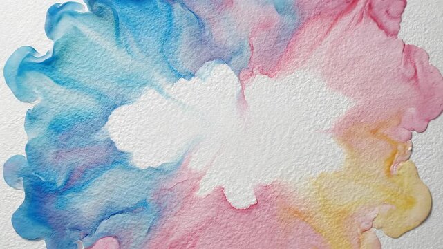 Soft dreamy slow motion colorful watercolor wash pattern subtly pulsating on a textured archival white background perfect for product display luxury, product, gentle