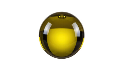 Olive oil drop isolated PNG on transparent background, golden liquid sphere for cooking and healthy...