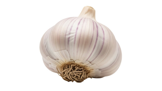 Fresh garlic bulb isolated PNG on transparent background, healthy cooking ingredient for culinary use and flavoring dishes