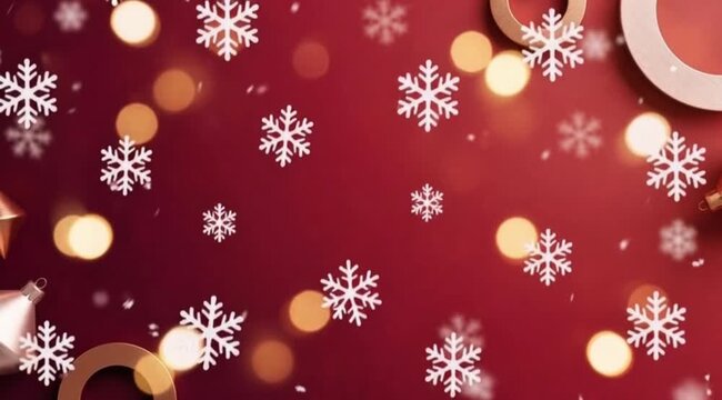 Seamless red Christmas background featuring a vector snowflake pattern and winter star ornaments for a festive holiday celebration and New Year card design