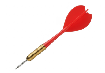 Red dart with gold grip isolated on transparent background