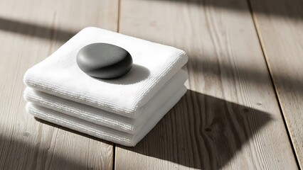 Minimalist Skincare Product Presentation on White Towel with Bright Light and Copy Space