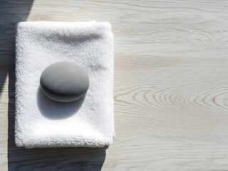 Minimalist Skincare Product Presentation on White Towel with Bright Light and Copy Space