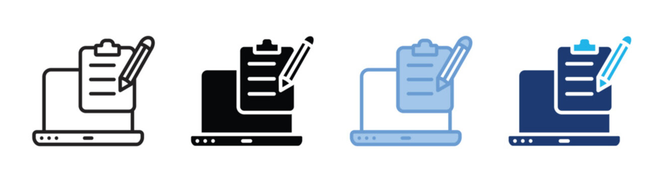 Laptop icon set multiple style collection