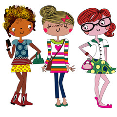 fashion girls illustration print 