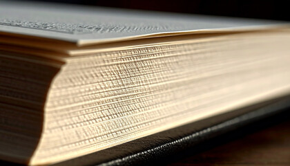 Book's Embrace of Knowledge: A detailed, close-up view of the book pages showcasing the texture and delicate layers, emphasizing the depth of knowledge and the power of literature.