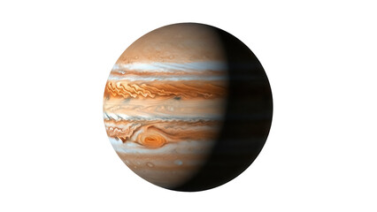 Jupiter planet isolated PNG, gas giant with colorful bands and swirling clouds on transparent...