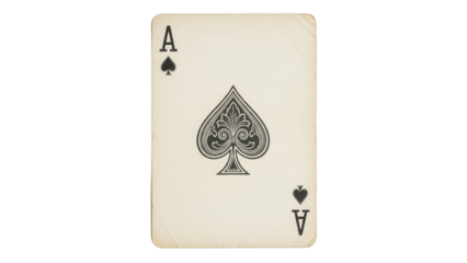 Ace of spades playing card isolated PNG, vintage style poker card for casino games and magic tricks on transparent background