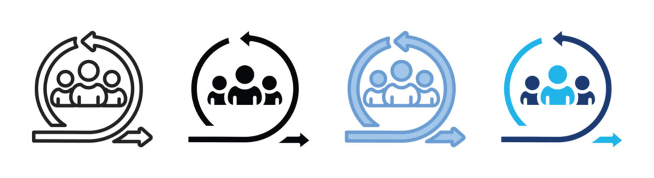 Teamwork icon set multiple style collection