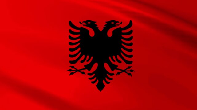 Albania Flag Rippling in a Gentle Breeze, High-Quality Seamless Loop 60 fps