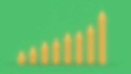 Blurred Yellow Bar Chart Showing Growth on Green Background