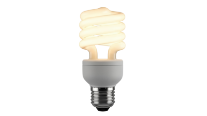 Energy-efficient compact fluorescent light bulb isolated PNG, eco-friendly lighting solution for home and office on transparent background