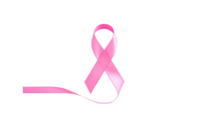 Pink ribbon symbol on black background, representing cancer awareness (1)