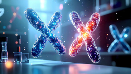 Chromosome Structure Digital DNA Genetics Science Illustration