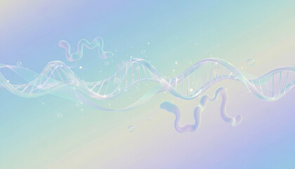 Iridescent DNA Double Helix with Ethereal Bubbles Visualization