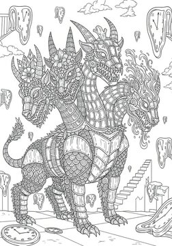 Magical Creature Illustration for Adult Coloring