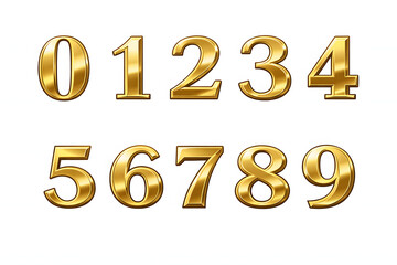Golden Numbers: A set of ten golden numerals. Showcasing the timeless elegance of numbers, perfect for diverse design needs