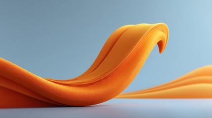 Fluid Orange Waves on a Soft Blue Background with Subtle Gradients Evocating Warmth and Energy in a Modern Abstract Design