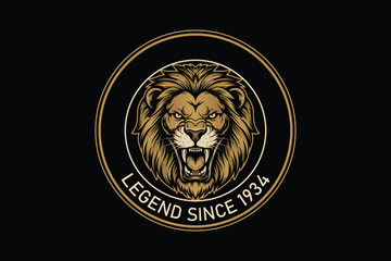 Legendary lion logo with golden mane and fierce expression © Ahmed